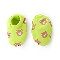 Babyhug 100% Cotton Knit Cap Mittens & Booties Set Teddy Print- Green