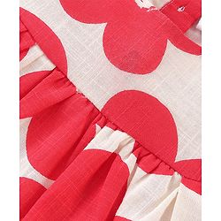 Babyhug 100% Cotton Frill Sleeves Woven Top With Floral Print - Red & White
