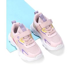 Cute Walk by Babyhug Sneakers with Velcro Closure and Star Embroidery - Pink