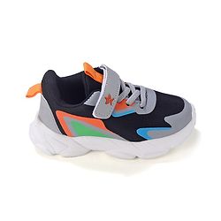 Cute Walk by Babyhug Sneakers Shoes  with Velcro Closure and Star Embroidery- Black & Beige