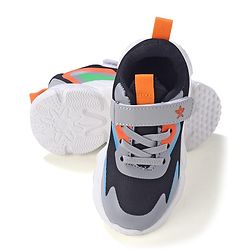 Cute Walk by Babyhug Sneakers Shoes  with Velcro Closure and Star Embroidery- Black & Beige