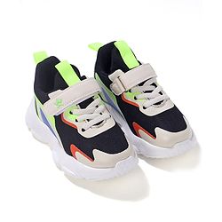 Cute Walk by Babyhug Sneakers Shoes  with Velcro Closure and Star Embroidery- Black & Beige