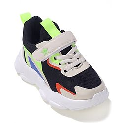 Cute Walk by Babyhug Sneakers Shoes  with Velcro Closure and Star Embroidery- Black & Beige
