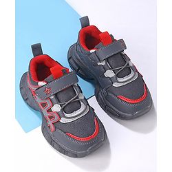 Cute Walk by Babyhug Sneakers Shoes with Velcro Closure & Alphabet Patch- Grey