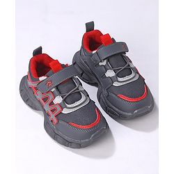 Cute Walk by Babyhug Sneakers Shoes with Velcro Closure & Alphabet Patch- Grey