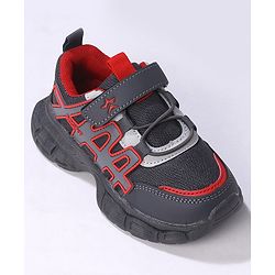 Cute Walk by Babyhug Sneakers Shoes with Velcro Closure & Alphabet Patch- Grey