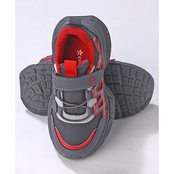 Cute Walk by Babyhug Sneakers Shoes with Velcro Closure & Alphabet Patch- Grey