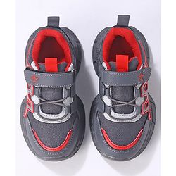 Cute Walk by Babyhug Sneakers Shoes with Velcro Closure & Alphabet Patch- Grey