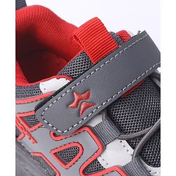 Cute Walk by Babyhug Sneakers Shoes with Velcro Closure & Alphabet Patch- Grey