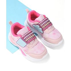 Cute Walk by Babyhug Sneakers Shoes with Velcro Closure & Cloud Patch- Pink