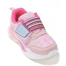 Cute Walk by Babyhug Sneakers Shoes with Velcro Closure & Cloud Patch- Pink