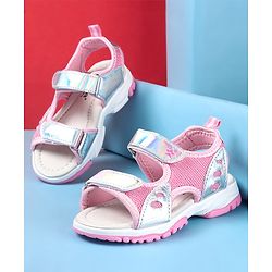 Cute Walk by Babyhug Slip On Sandals with Chrome Detailing & Velcro Closure - Pink