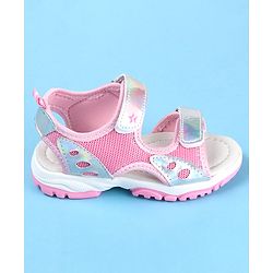 Cute Walk by Babyhug Slip On Sandals with Chrome Detailing & Velcro Closure - Pink