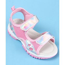 Cute Walk by Babyhug Slip On Sandals with Chrome Detailing & Velcro Closure - Pink