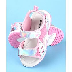 Cute Walk by Babyhug Slip On Sandals with Chrome Detailing & Velcro Closure - Pink