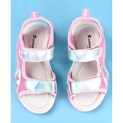 Cute Walk by Babyhug Slip On Sandals with Chrome Detailing & Velcro Closure - Pink
