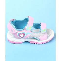 Cute Walk by Babyhug Sandal with Velcro Closure Heart Applique - Pink