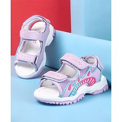 Cute Walk by Babyhug Slip On Sandals with Floral Print & Velcro Closure - Purple