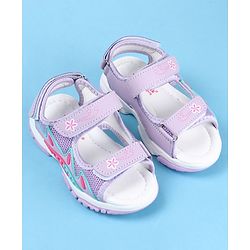 Cute Walk by Babyhug Slip On Sandals with Floral Print & Velcro Closure - Purple
