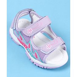 Cute Walk by Babyhug Slip On Sandals with Floral Print & Velcro Closure - Purple