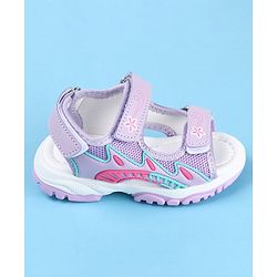 Cute Walk by Babyhug Slip On Sandals with Floral Print & Velcro Closure - Purple