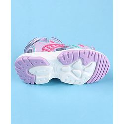 Cute Walk by Babyhug Slip On Sandals with Floral Print & Velcro Closure - Purple