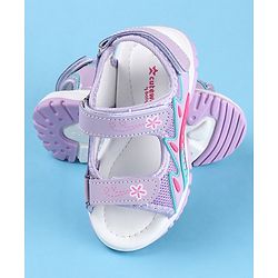 Cute Walk by Babyhug Slip On Sandals with Floral Print & Velcro Closure - Purple
