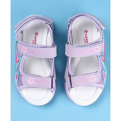 Cute Walk by Babyhug Slip On Sandals with Floral Print & Velcro Closure - Purple