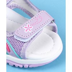 Cute Walk by Babyhug Slip On Sandals with Floral Print & Velcro Closure - Purple