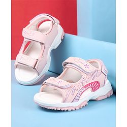 Cute Walk by Babyhug Slip On Sandals with Floral Print & Velcro Closure - Pink
