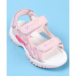Cute Walk by Babyhug Slip On Sandals with Floral Print & Velcro Closure - Pink