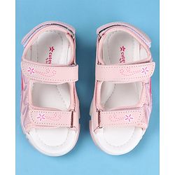 Cute Walk by Babyhug Slip On Sandals with Floral Print & Velcro Closure - Pink