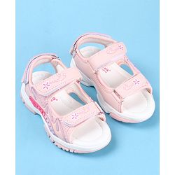 Cute Walk by Babyhug Slip On Sandals with Floral Print & Velcro Closure - Pink