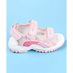 Cute Walk by Babyhug Slip On Sandals with Floral Print & Velcro Closure - Pink