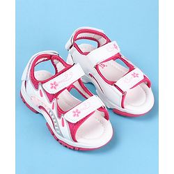 Cute Walk by Babyhug Slip On Sandals with Floral Print & Velcro Closure - Pink