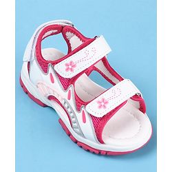 Cute Walk by Babyhug Slip On Sandals with Floral Print & Velcro Closure - Pink