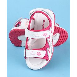 Cute Walk by Babyhug Slip On Sandals with Floral Print & Velcro Closure - Pink