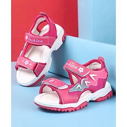 Cute Walk by Babyhug Sandal with Velcro Closure Text Print - Fuchsia