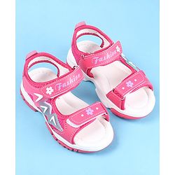 Cute Walk by Babyhug Sandal with Velcro Closure Text Print - Fuchsia