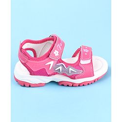 Cute Walk by Babyhug Sandal with Velcro Closure Text Print - Fuchsia