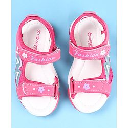 Cute Walk by Babyhug Sandal with Velcro Closure Text Print - Fuchsia