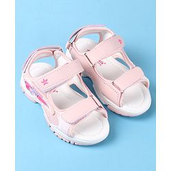 Cute Walk by Babyhug Slip On Sandals with Text Print & Velcro Closure - Pink