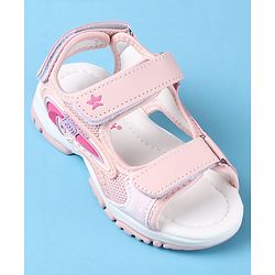 Cute Walk by Babyhug Slip On Sandals with Text Print & Velcro Closure - Pink