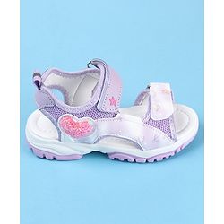 Cute Walk by Babyhug Sandal with Velcro Closure Heart Patch - Purple
