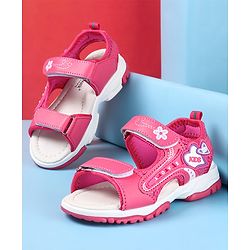Cute Walk by Babyhug Sandal Velcro Closure Heart Patch - Fuchsia