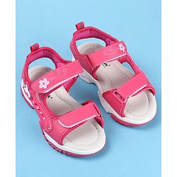 Cute Walk by Babyhug Sandal Velcro Closure Heart Patch - Fuchsia