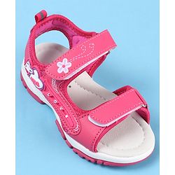 Cute Walk by Babyhug Sandal Velcro Closure Heart Patch - Fuchsia