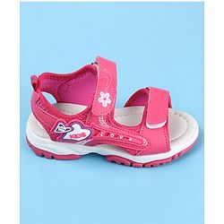Cute Walk by Babyhug Sandal Velcro Closure Heart Patch - Fuchsia