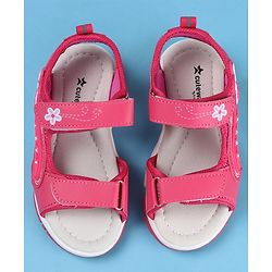 Cute Walk by Babyhug Sandal Velcro Closure Heart Patch - Fuchsia