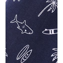 Babyhug Cotton Looper Knit Full Length Lounge  Pant Palm Tree Print - Navy Blue